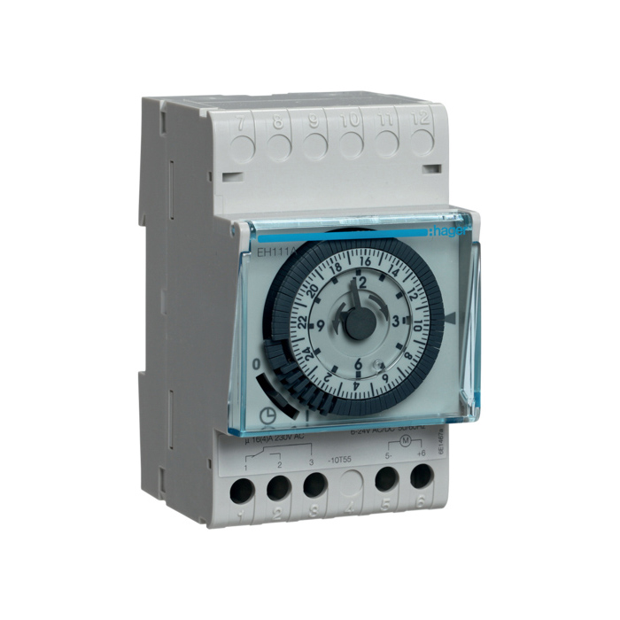 Analogni tajmer sa rezervnim hodom (200 sati), dnevni, 1 preklopni kontakt 16A 24V AC/DC