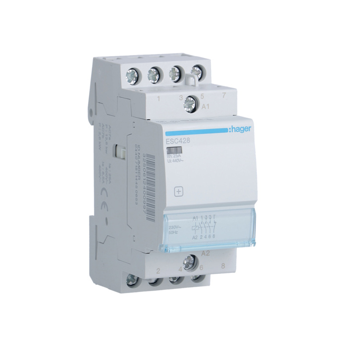 Kontakter 3NO.+1.NC., In=25A, 230V (~), 2 modula