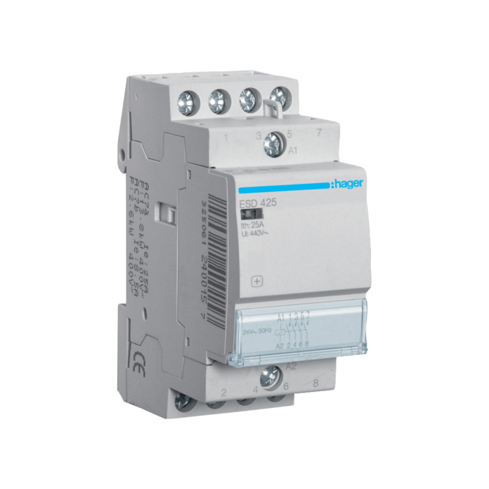 Kontakter 4NO., In=25A, 24V (~), 2 modula