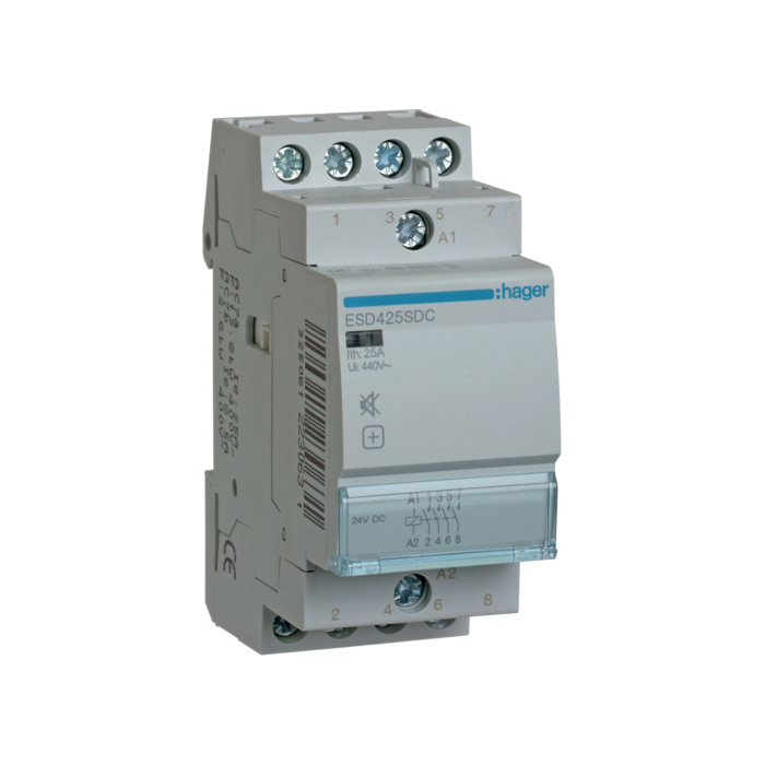 Kontakter 4NO., In=25A, 24V DC, 2 modula, bešumni