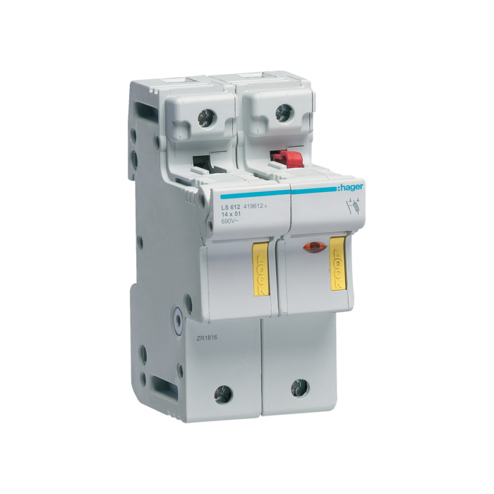 Nosač osigurača 1P+N, 2-50A, 690V, uložak 14x51