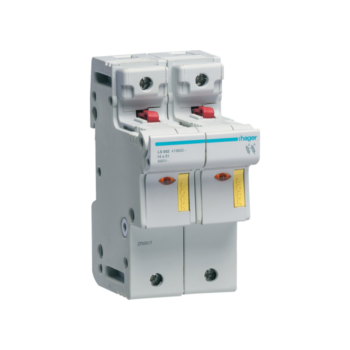 Nosač osigurača 2P, 2-50A, 690V, uložak 14x51