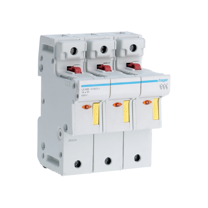 Nosač osigurača 3P, 2-50A, 690V, uložak 14x51