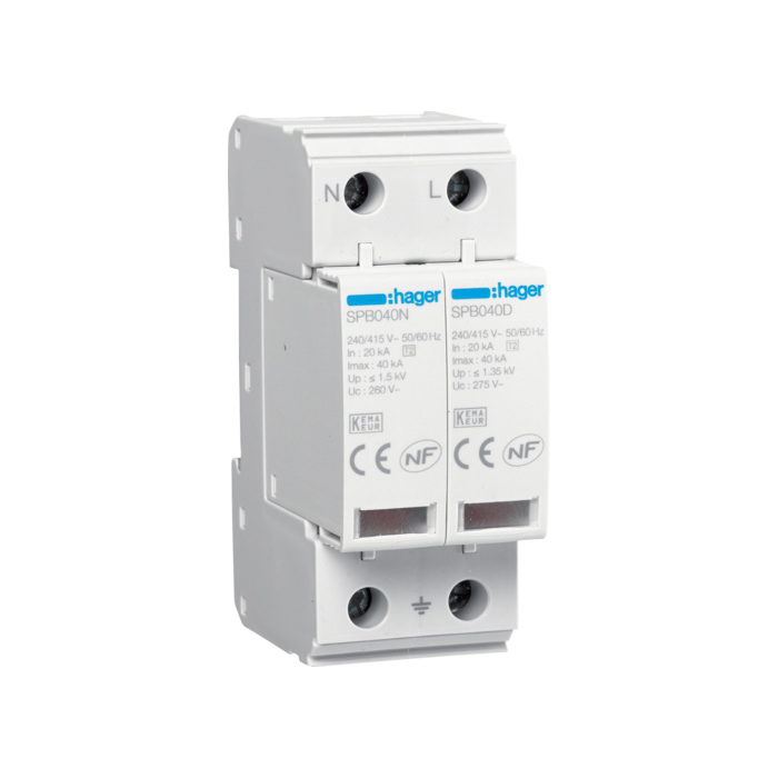 Odvodnik prenapona T2, 2-polni s uloškom, 40kA, TT/TNS