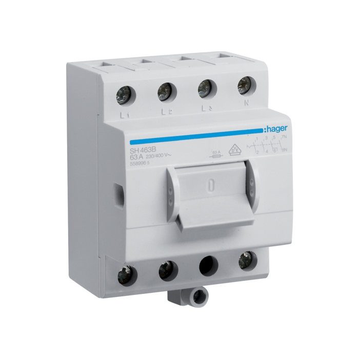 Prekidač u kompaktnom kućištu sa dopunskim klemama, 4-polni, In=63A, 3,5 modula
