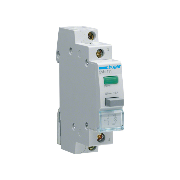 Taster 1NO. sa zelenom LED lampom 230V, AC