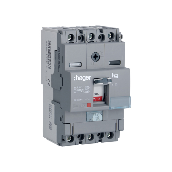 Učinski prekidač x160 podesivi, 3P, 25kA,  80A, montaža na ploču