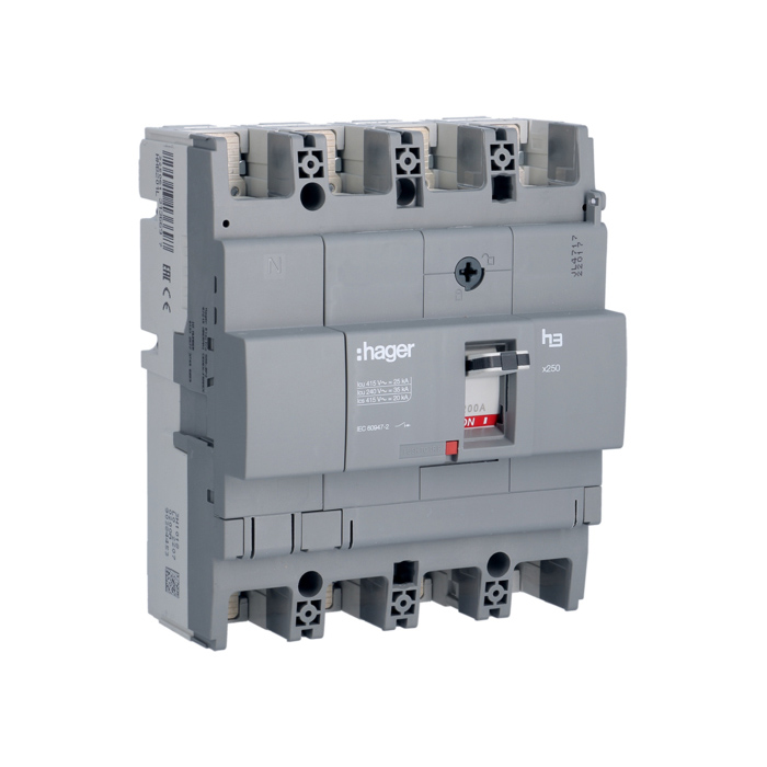 Učinski prekidač x250 4P, 25kA,  200A, fiksna izvedba