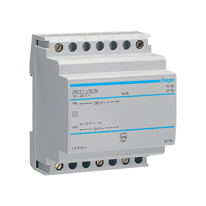 Zaštitni transformator Uprim=230V, Usek=12/24V, In=1,33/0,67A, 16VA